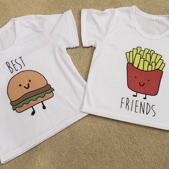 Boutique Brand Other - FUN 2PC SET - CHILD SIZE SMALL BEST FRIENDS GRAPHIC TEE - HAMBURGER & FRIES, NEW